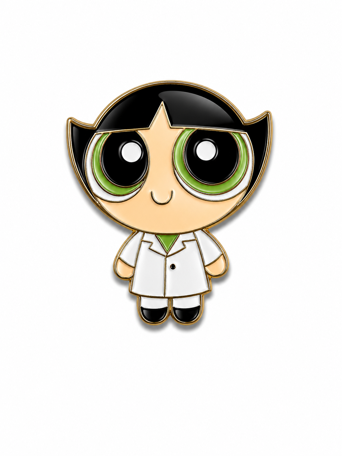Green Power Puff Girl Lab Enamel Sticker