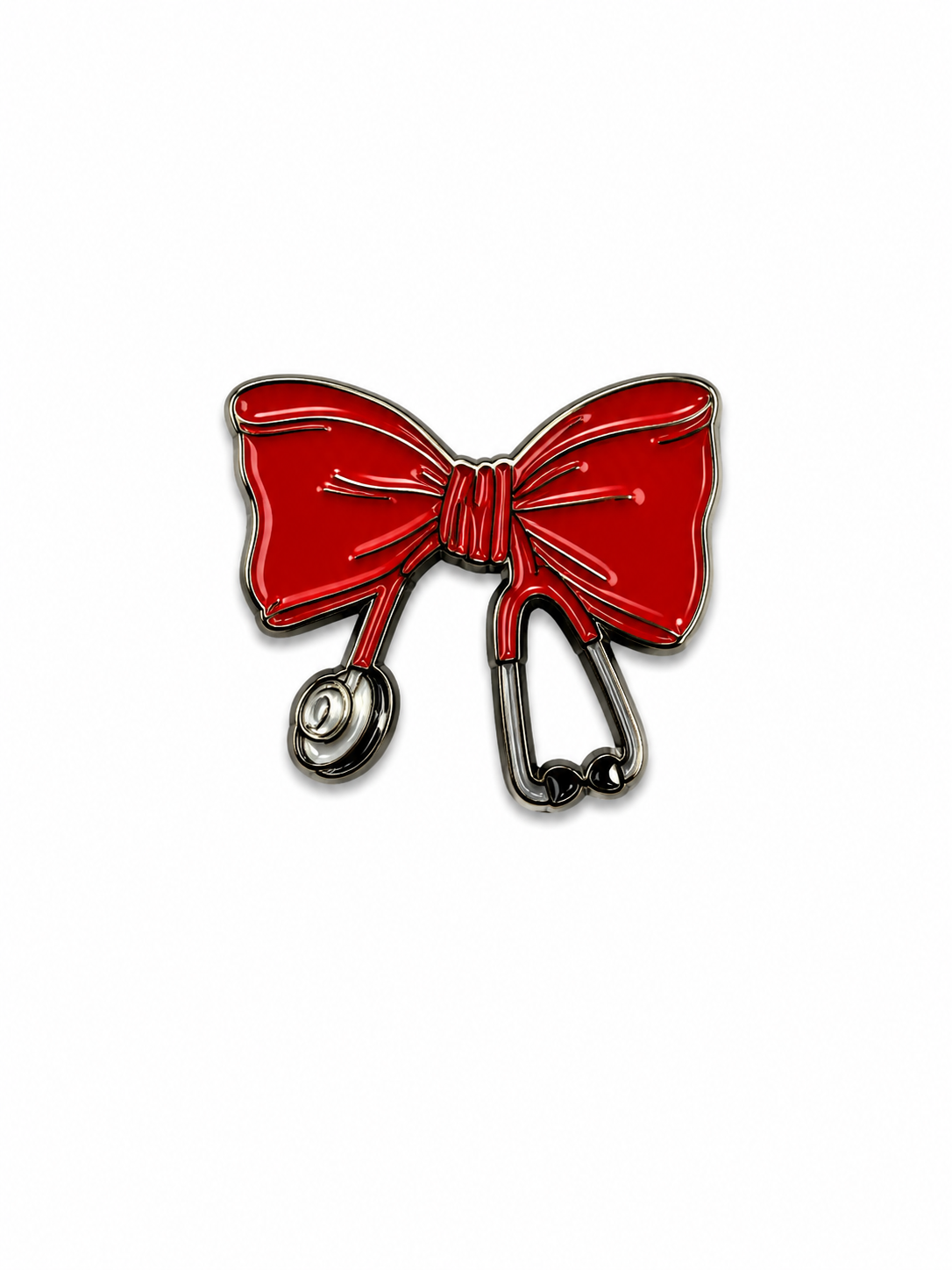 Red Bow Doctor Themed Enamel Sticker