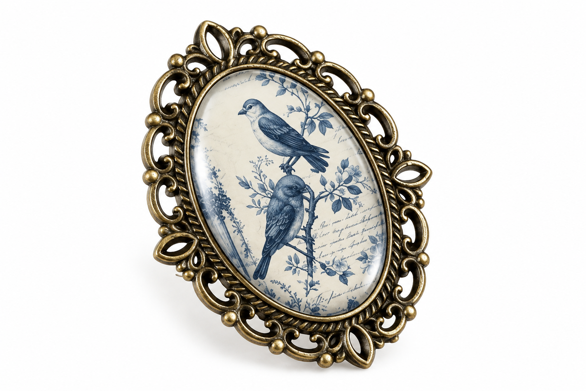 Vintage Look Birds Brooch