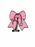 Pink Bow Doctor Themed Enamel Sticker