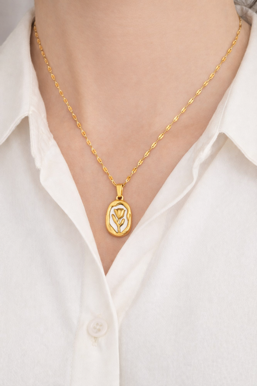 Flower Signet Style Necklace