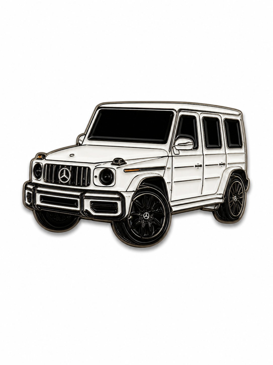 White G-Wagon Enamel Sticker