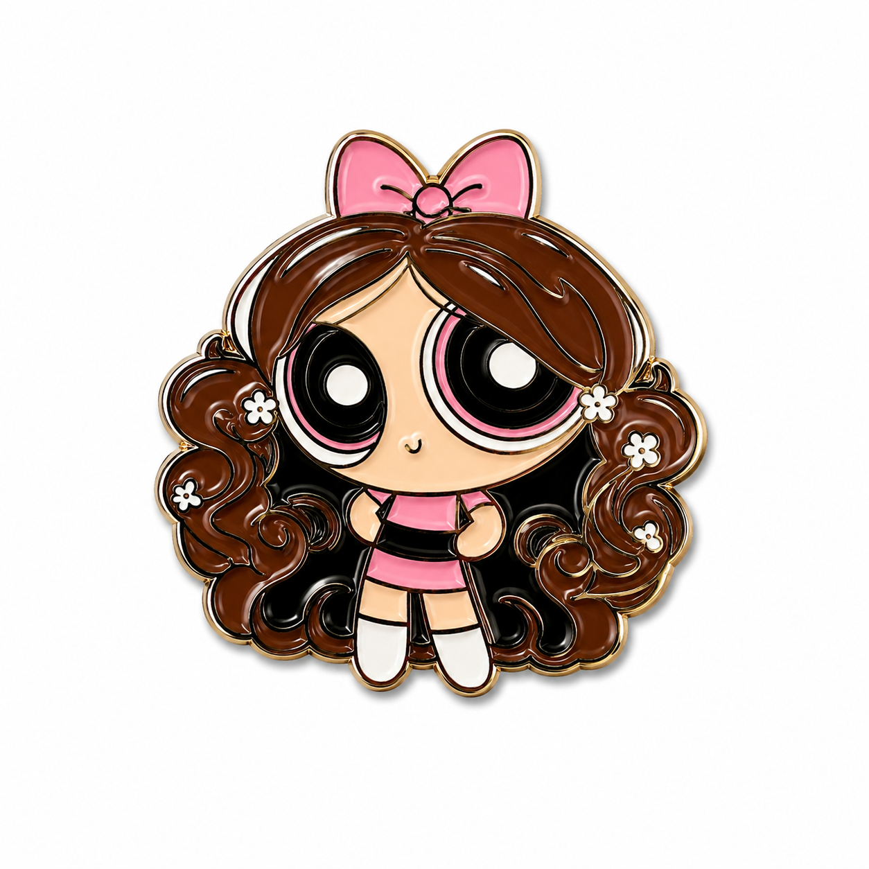 Power Puff Girl With Long Hair Enamel Sticker