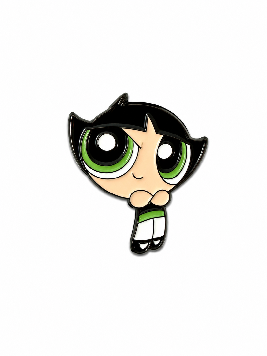 Green Power Puff Girl Enamel Sticker
