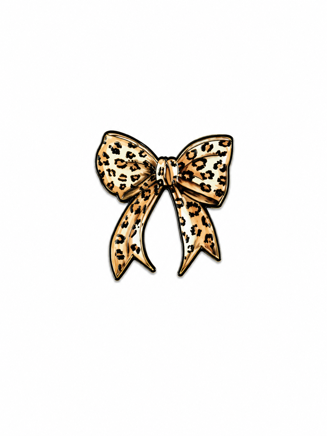Leopard Print Bow Enamel Sticker