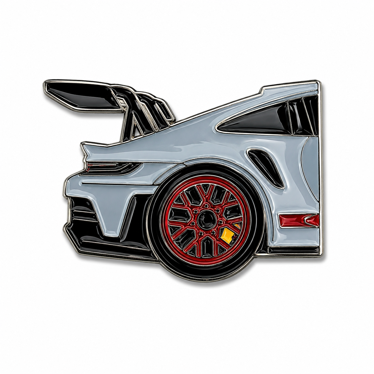 Back Of Porsche Red Alloys Enamel Sticker