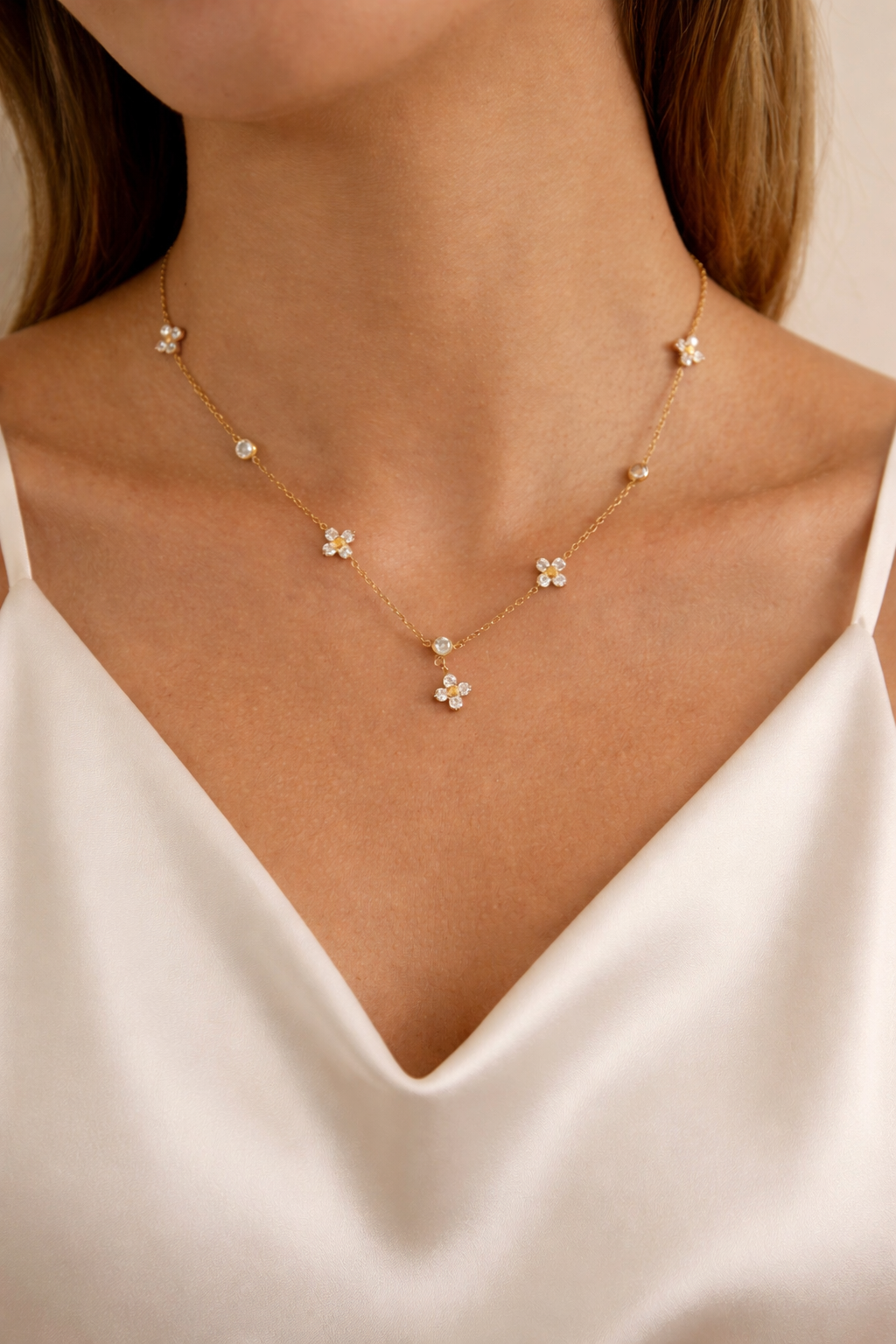 Aurora Flower Drop Necklace