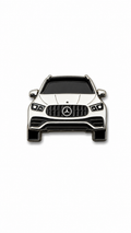 White Mercedes Face Front Enamel Sticker
