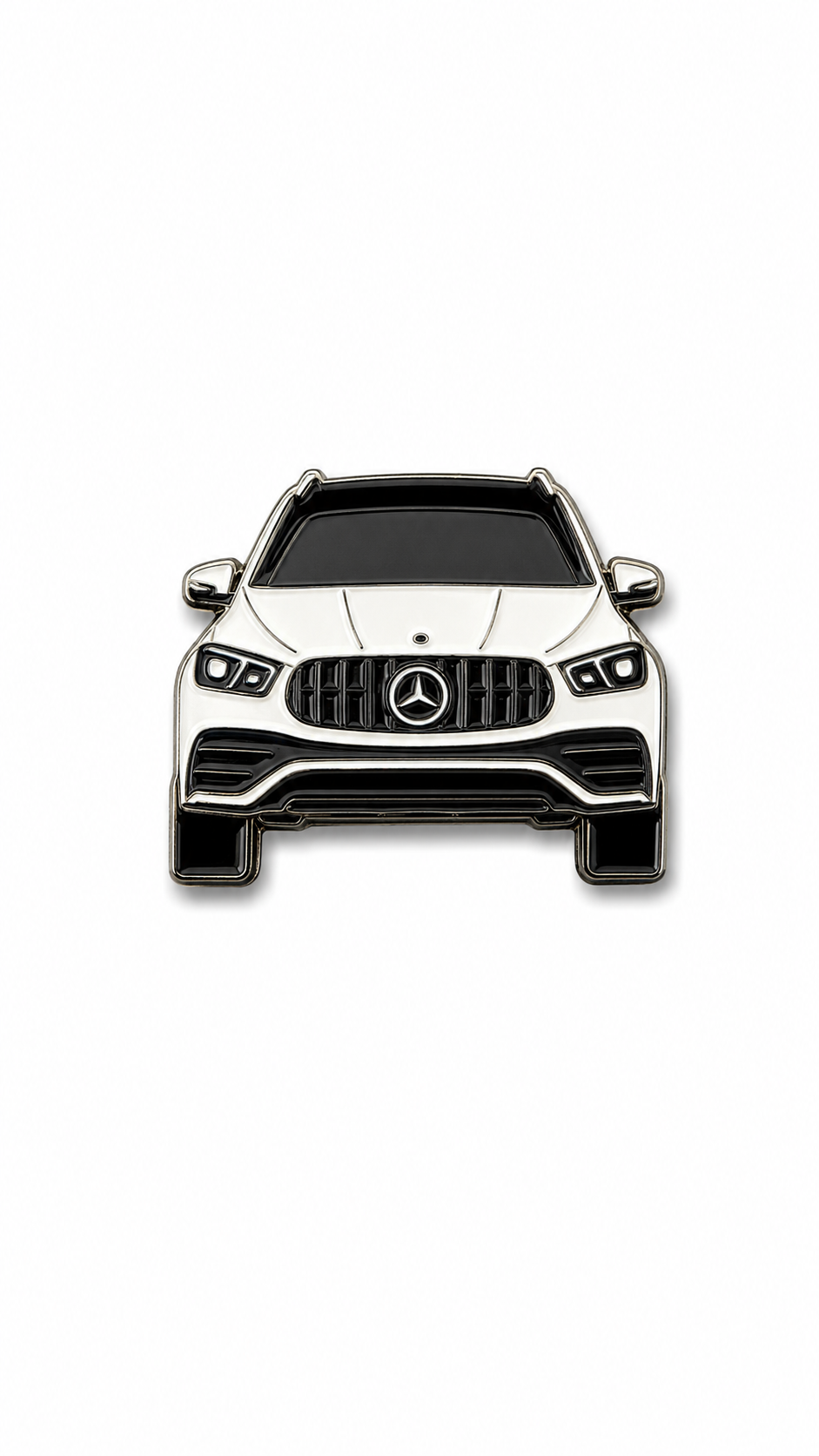 White Mercedes Face Front Enamel Sticker