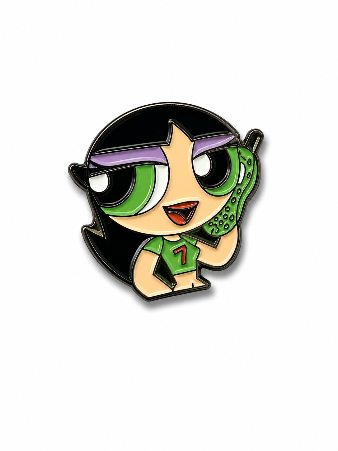Green Power Puff Girl Enamel Sticker